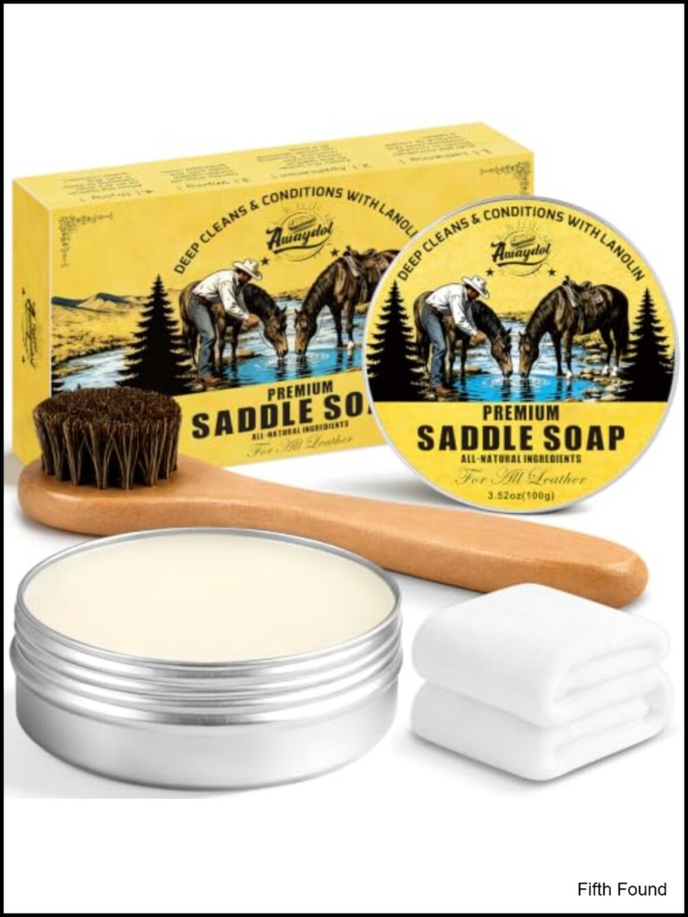 Saddle Soap Leather Cleaner & Conditioner Kit with Brush & Cloth